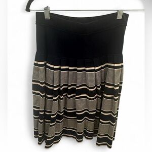Tory Burch Navy and White Striped Pleated Circle Skirt - size S